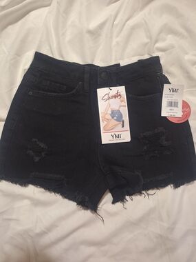 YMI Black Distressed Denim Women's Shorts